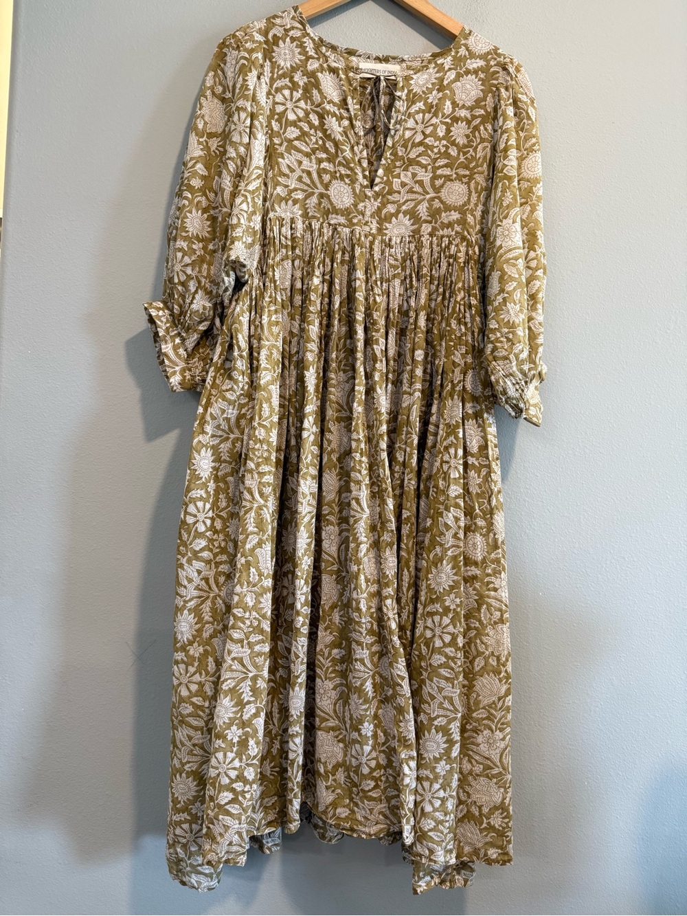 Daughters of India Kyra Floral Midi Dress Boho Cotton Flowy M